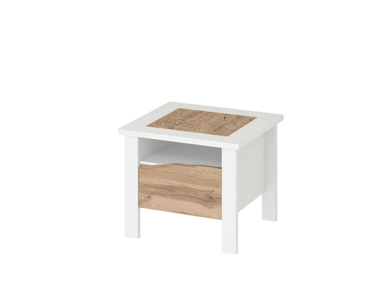 Журнальный стол Timber 53x48x44 см, цвет: дуб натюрель / белый