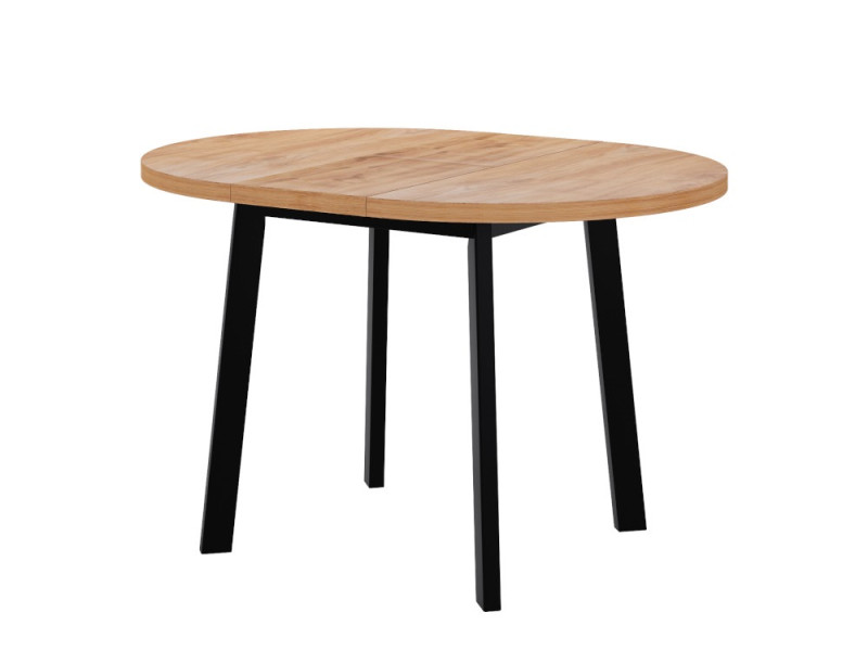 Обеденный стол Next 90-120x90x76.5 см, цвет: дуб навара / черный